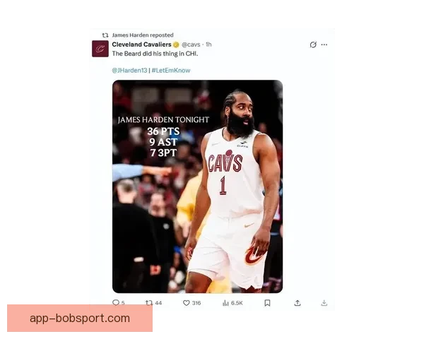 哈登：骑士生涯新高36分背后 我们需要更职业一些球权处理显得漫不经心